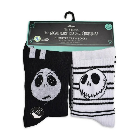 The Nightmare Before Christmas Womens Jack Skellington Graphic Crew Socks 10pack - Picture 2 of 5